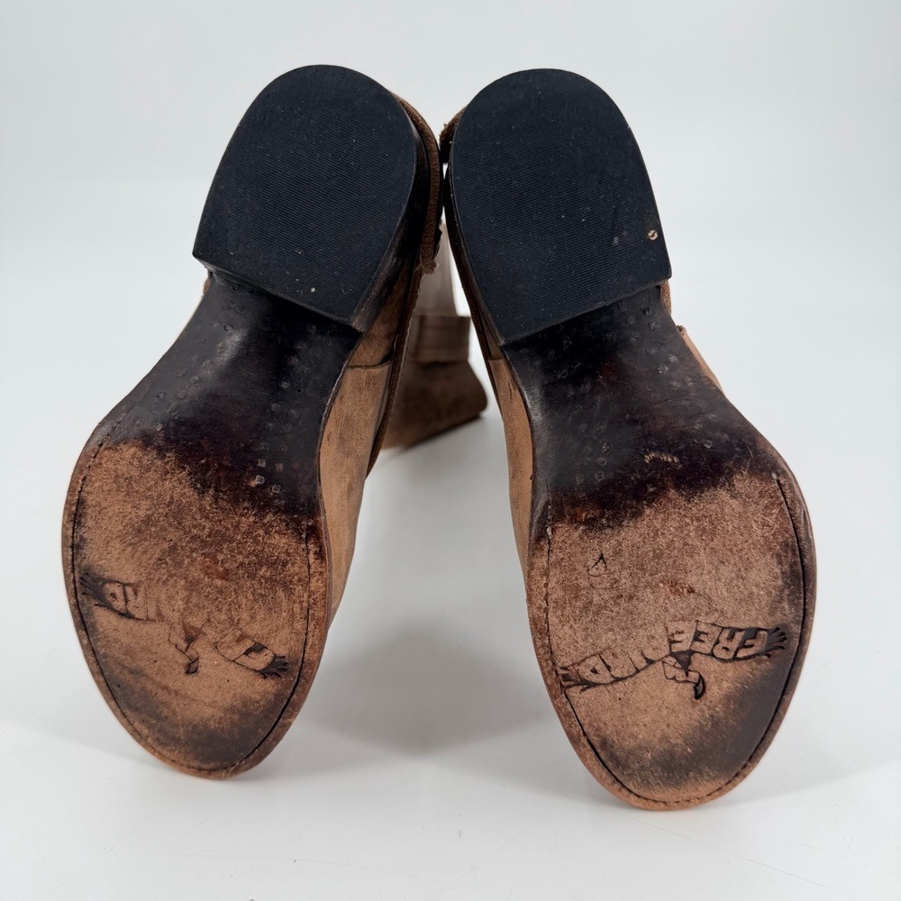 Freebird by Steven Dkota Brown Distressed Tall Western Boho Leather Boots 6 FLAW - Picture 9 of 9